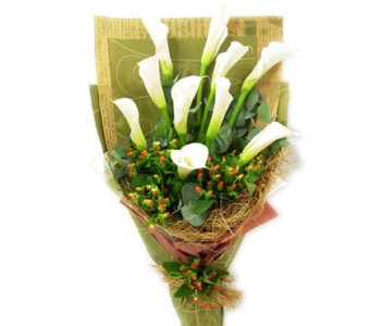 Ten white callas