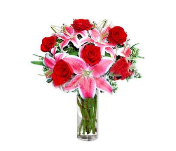 Roses with liliy in vase