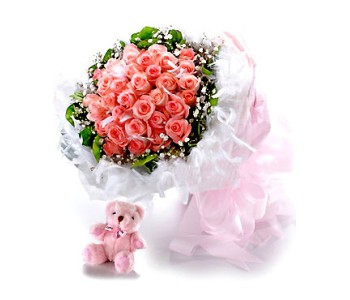 33 pink roses