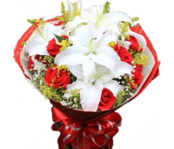 lilies and roses