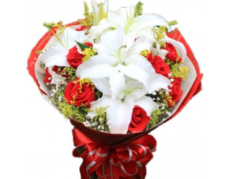 lilies and roses