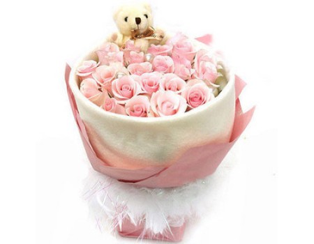 15 pink roses