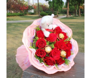 12 roses and chocolates bouquets