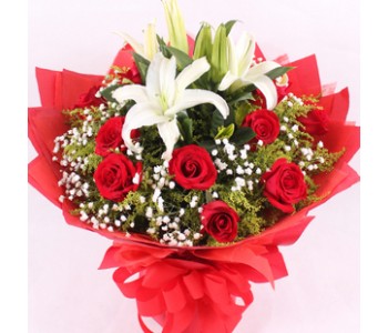 lilies and roses
