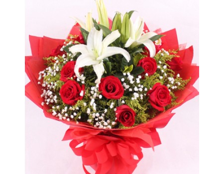 lilies and roses